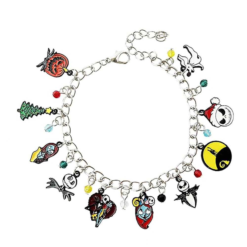 Combo bracelet featuring pumpkin, spider, bat, and ghost charms