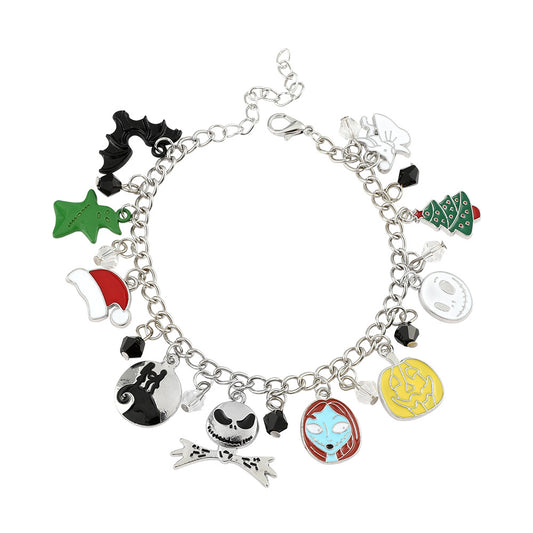 Combo bracelet featuring pumpkin, spider, bat, and ghost charms
