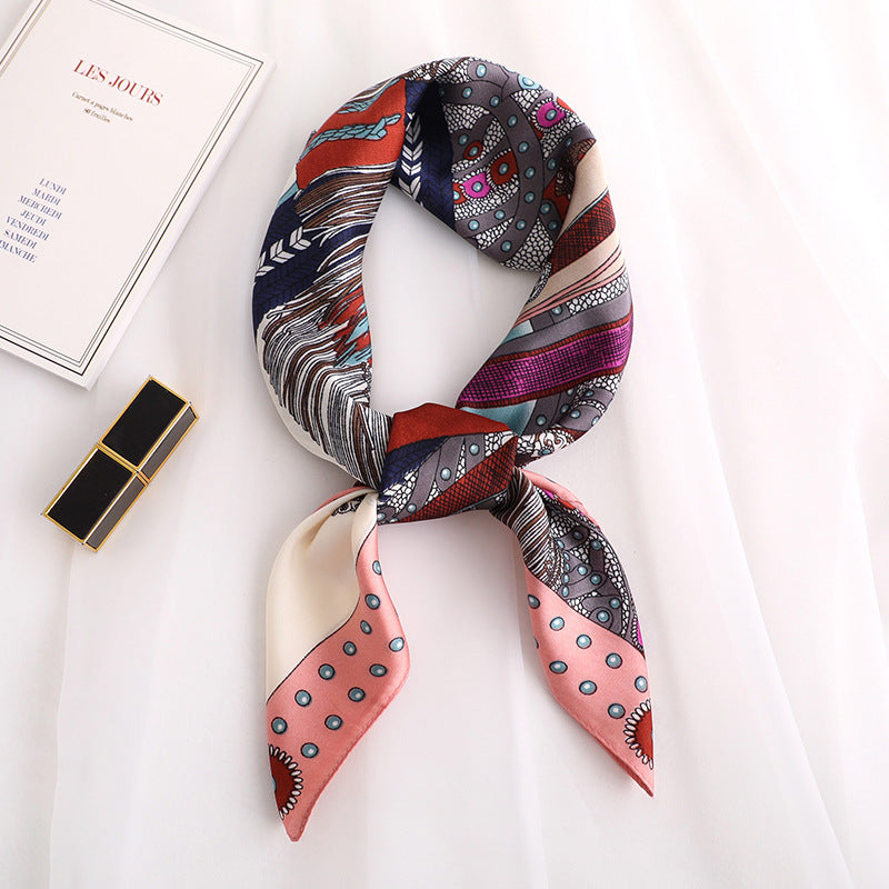 Striped Silk-Look Square Scarf