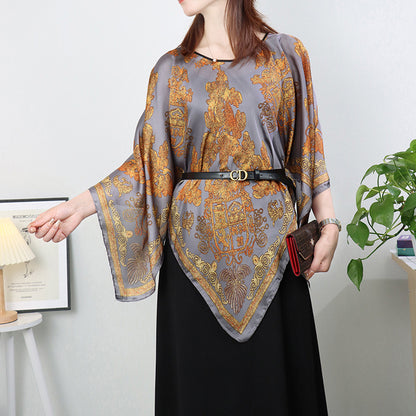 Silk pullover sunscreen silk scarf shawl women's sunscreen clothing in summer with large size loose changeable