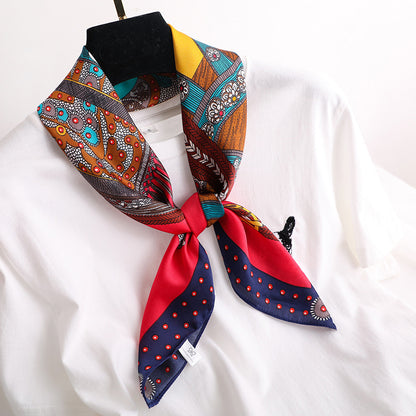 Striped Silk-Look Square Scarf