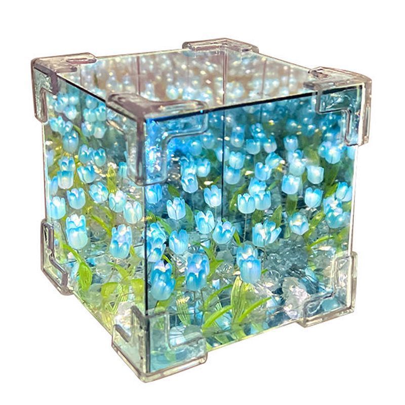 Magic Cube Tulip Night Light – DIY Handmade Mirror Bouquet Gift for Girls & Couples
