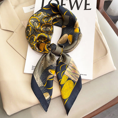 Striped Silk-Look Square Scarf
