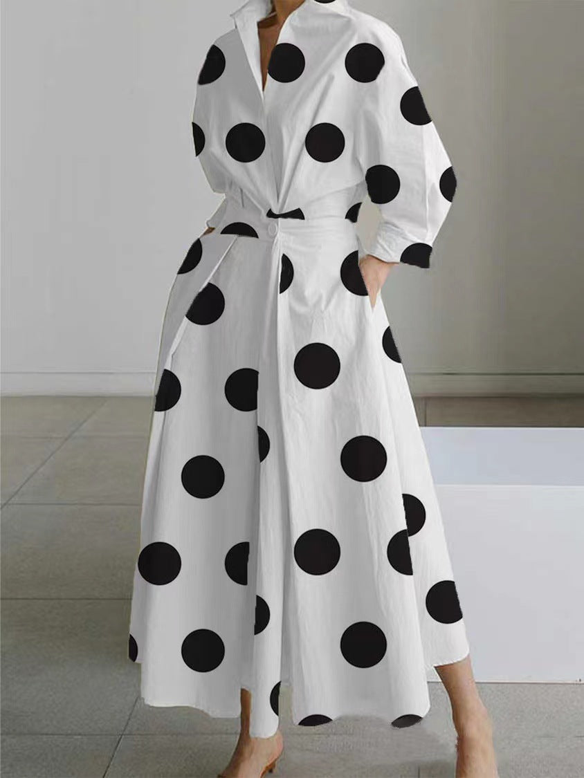 Lined Long-Sleeve Swing Dress
