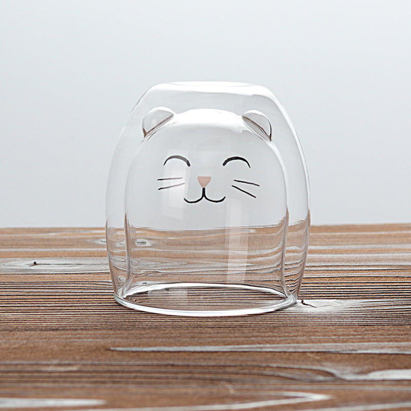 🥤Cartoon Double‑Layer Glass Cup 🌞