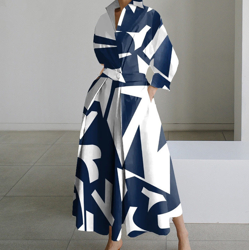 Lined Long-Sleeve Swing Dress