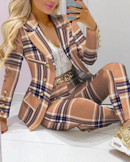 🌸 Lässiger Hosenanzug für Damen – Langarm-Blazer & Hose