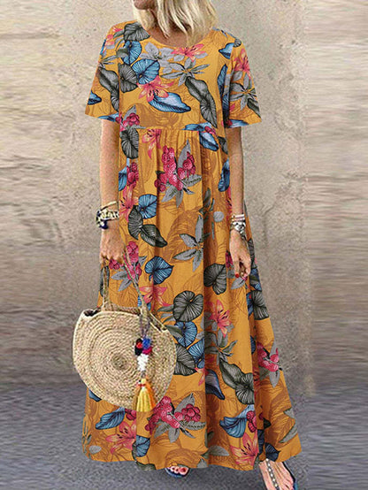 💕 Damen Retro Maxikleid mit Blumenmuster in A-Linie 👗