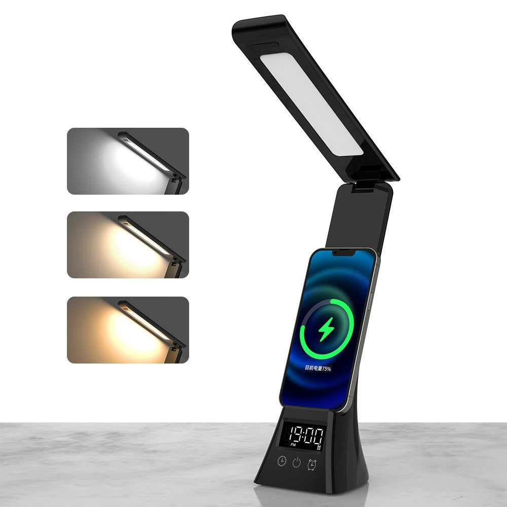 💡Kreative faltbare Schreibtischlampe – 15W kabelloses Ladegerät für Telefon, Kopfhörer & Uhr, Multifunktions-Augenschutz