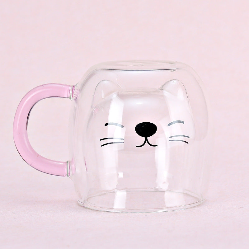 🥤Cartoon Double‑Layer Glass Cup 🌞