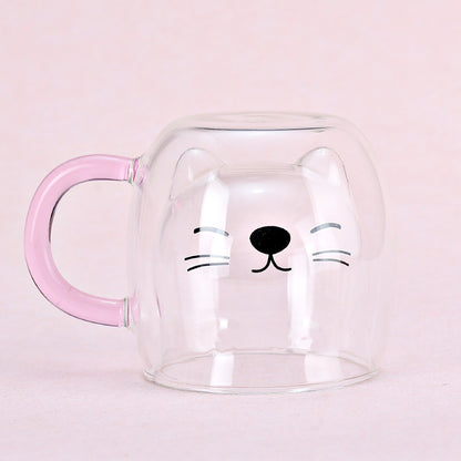 🥤Cartoon Double‑Layer Glass Cup 🌞