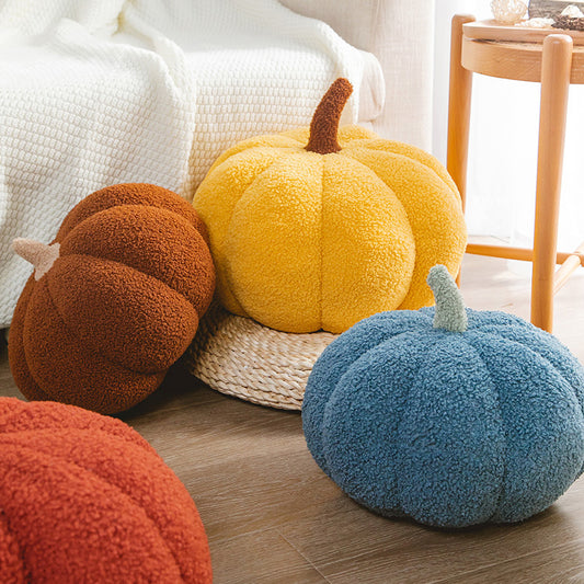 🎃 Macaron Teddy Velvet Pumpkin Cushion 🧸