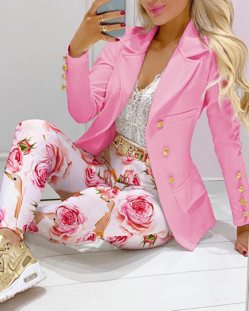 🌸 Lässiger Hosenanzug für Damen – Langarm-Blazer & Hose