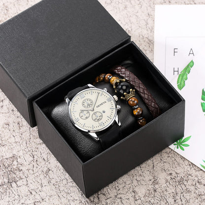 Coffret cadeau pour homme – Montre calendrier avec bracelet 3 pièces