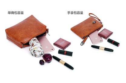 👜Women’s Handbag Set – 4‑Piece Oily Leather Shoulder Bags
