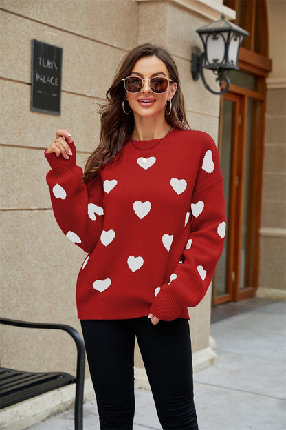 Winter Valentine’s Love Pullover – Women’s Loose Fit Sweater