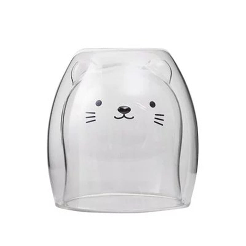 🥤Cartoon Double‑Layer Glass Cup 🌞