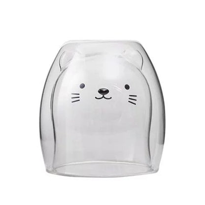 🥤Cartoon Double‑Layer Glass Cup 🌞
