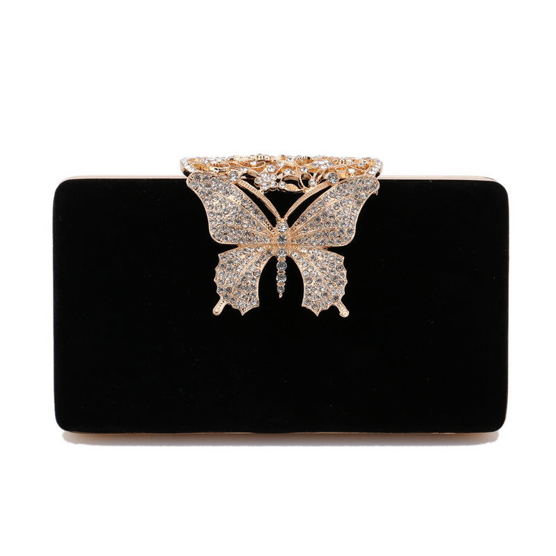 Velvet Bow Evening Clutch — Diamond-Studded