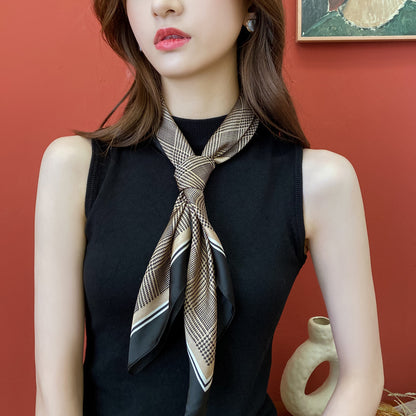 Striped Silk-Look Square Scarf