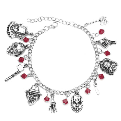 Combo bracelet featuring pumpkin, spider, bat, and ghost charms