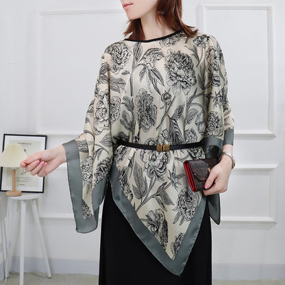 Silk pullover sunscreen silk scarf shawl women's sunscreen clothing in summer with large size loose changeable