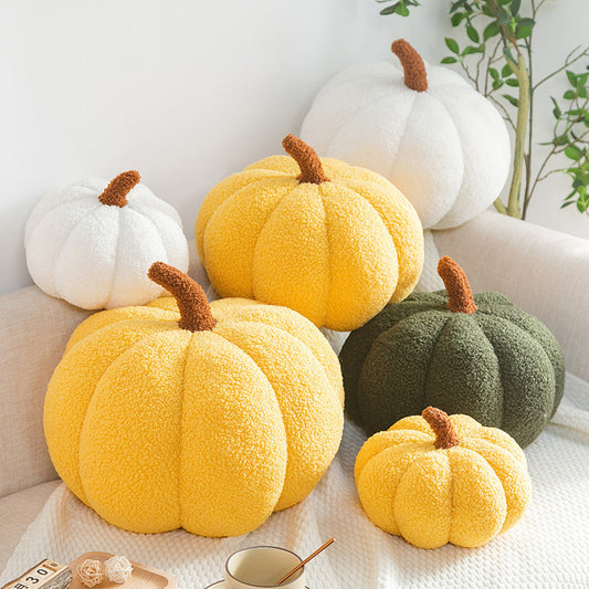 🎃 Macaron Teddy Velvet Pumpkin Cushion 🧸