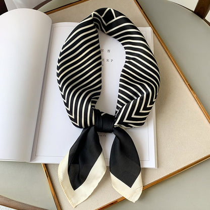 Striped Silk-Look Square Scarf
