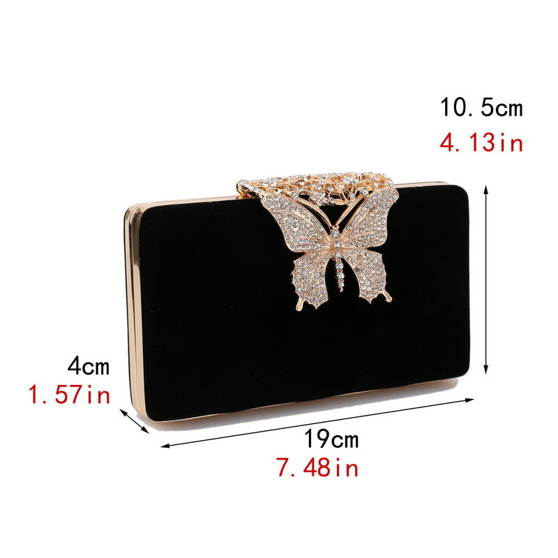 Velvet Bow Evening Clutch — Diamond-Studded