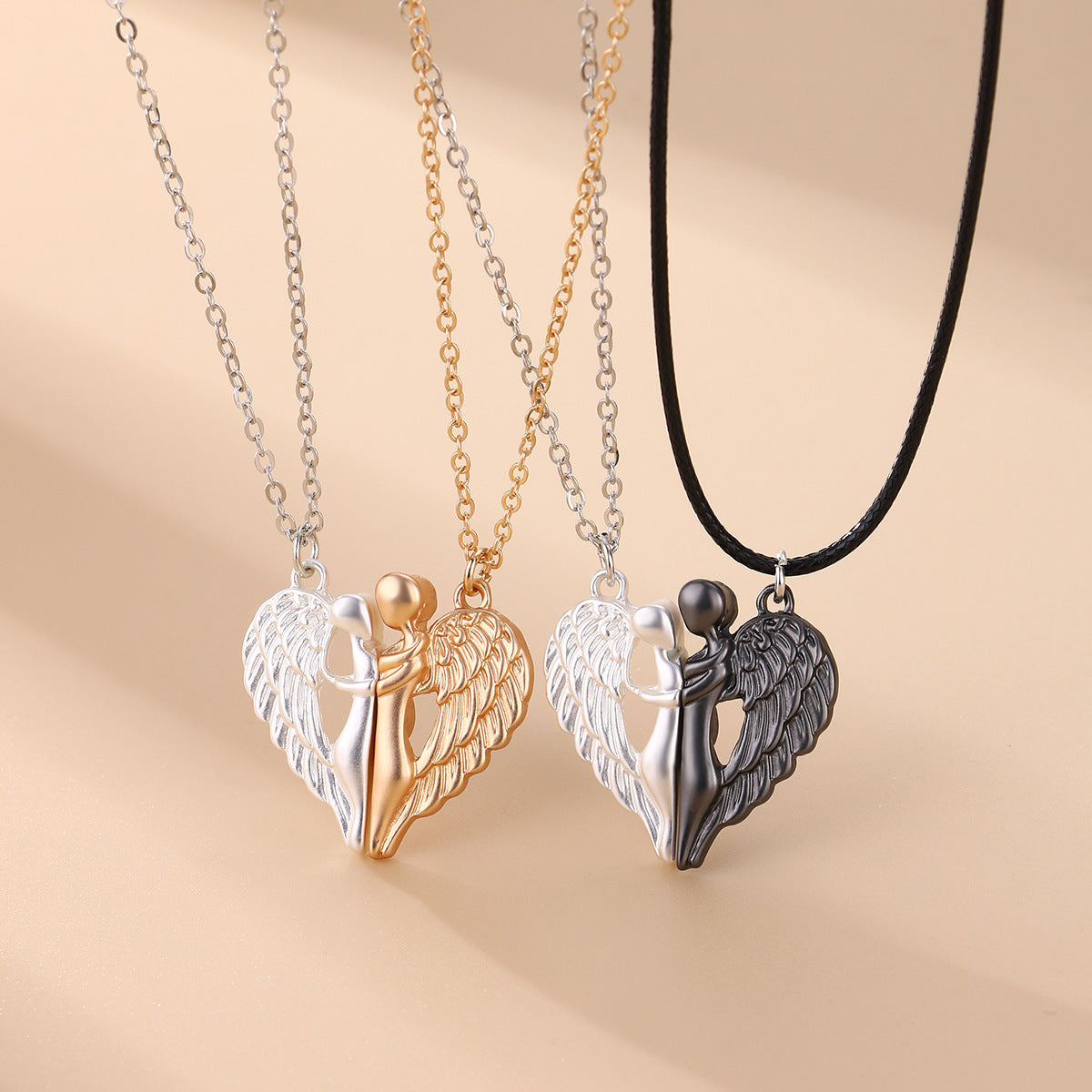 💞 Magnet Angel & Devil Wings Love Pendant Necklace