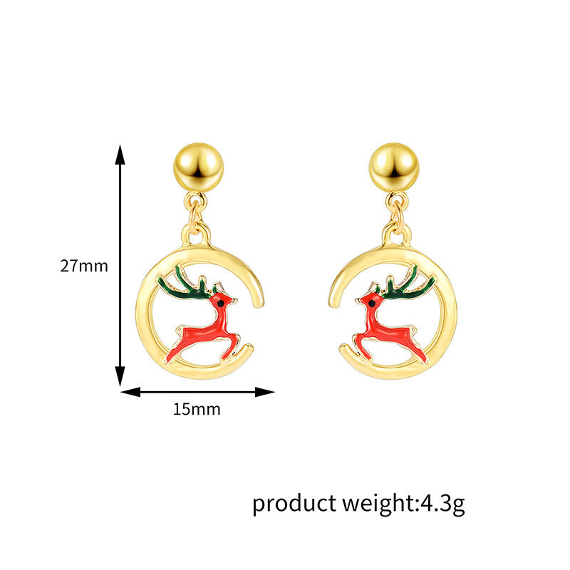 Festive long earrings featuring elk-inspired designs