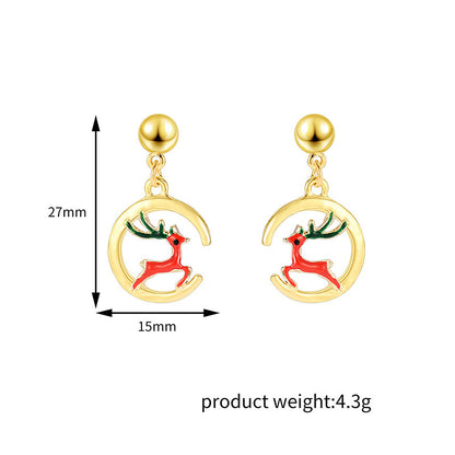 Festive long earrings featuring elk-inspired designs