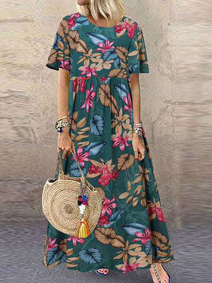💕 Damen Retro Maxikleid mit Blumenmuster in A-Linie 👗