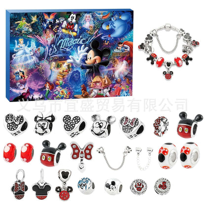 Mickey Mouse Weihnachts-Überraschungsbox – Set aus Armband und Schmuckzubehör aus Metall