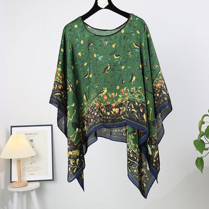 Silk pullover sunscreen silk scarf shawl women's sunscreen clothing in summer with large size loose changeable