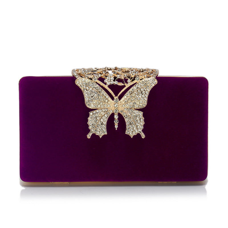 Velvet Bow Evening Clutch — Diamond-Studded