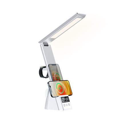 💡Kreative faltbare Schreibtischlampe – 15W kabelloses Ladegerät für Telefon, Kopfhörer & Uhr, Multifunktions-Augenschutz