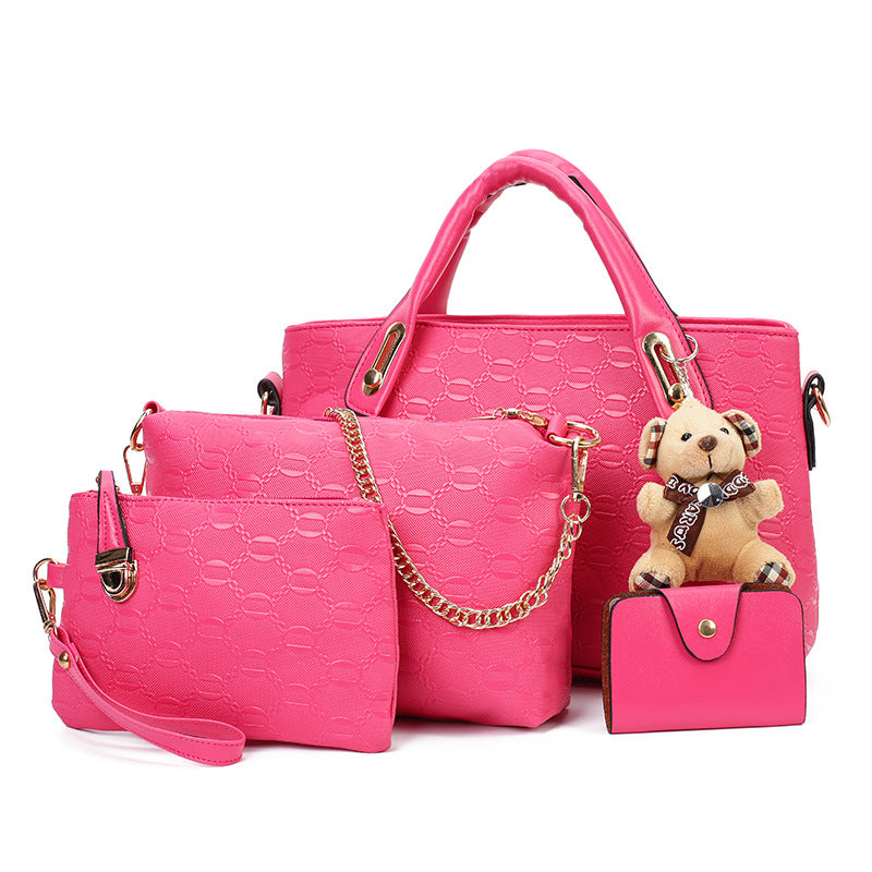 Women’s Bag Set – Bear 4‑Piece Mother‑and‑Child Shoulder & Crossbody Handbag