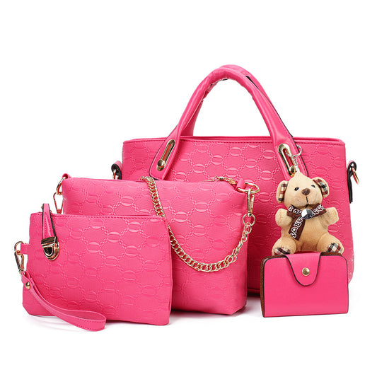 Women’s Bag Set – Bear 4‑Piece Mother‑and‑Child Shoulder & Crossbody Handbag