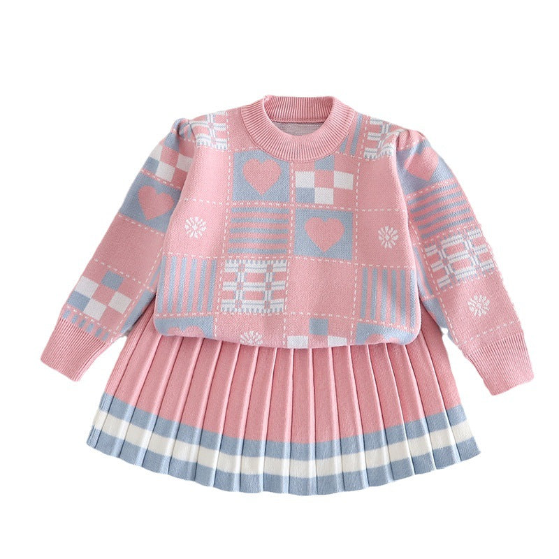 Ensemble pull et jupe tricotés pour bébé fille