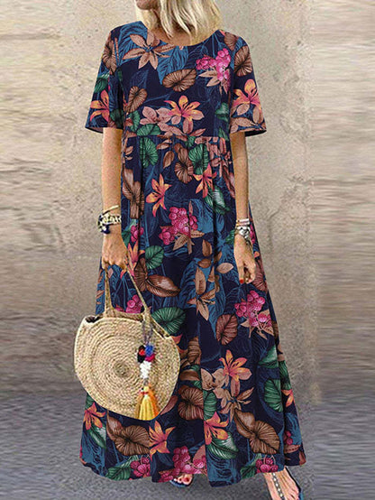 💕 Damen Retro Maxikleid mit Blumenmuster in A-Linie 👗
