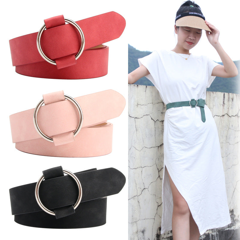 Women's Belt Round Buckle Needle