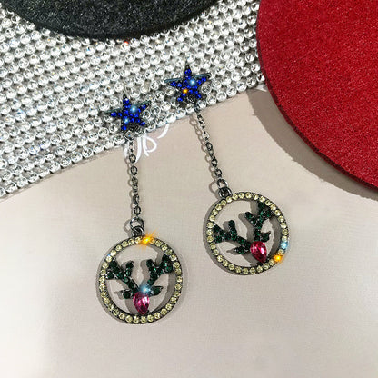 Festive long earrings featuring elk-inspired designs