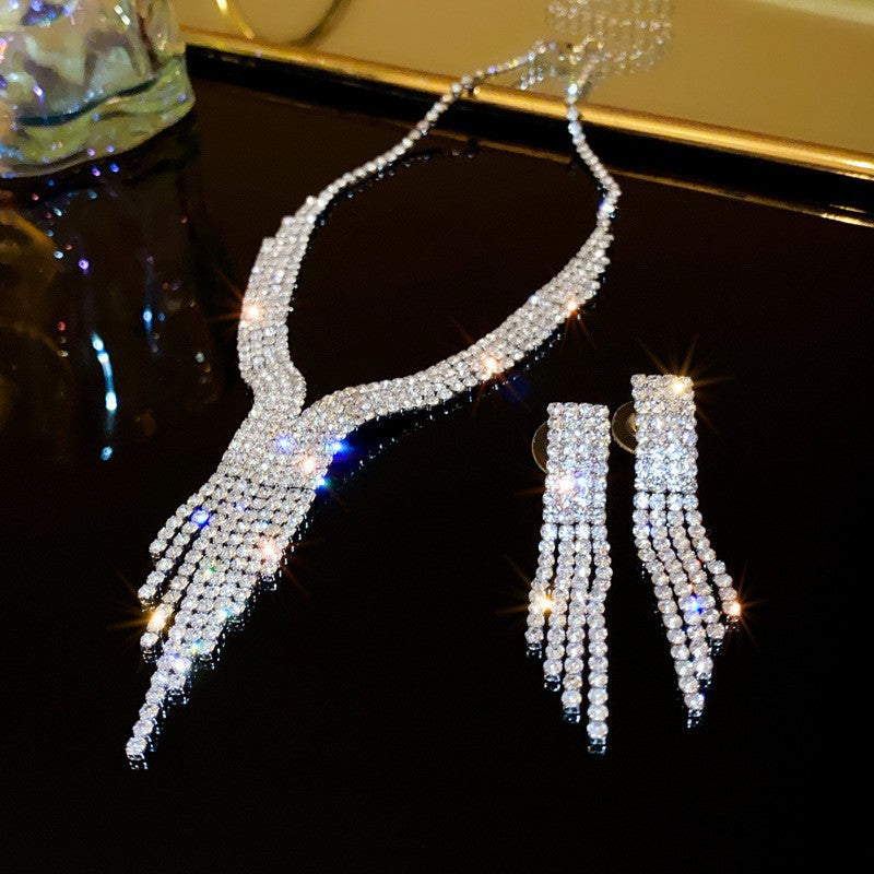 Elegant Diamond Tassel Jewelry Set
