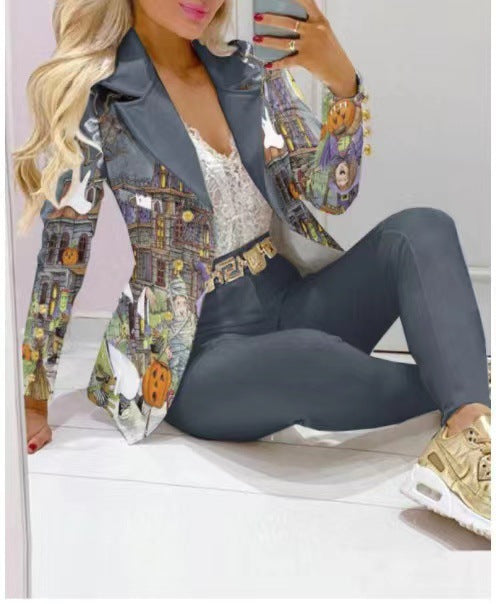 🌸 Lässiger Hosenanzug für Damen – Langarm-Blazer & Hose