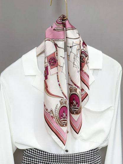 Striped Silk-Look Square Scarf