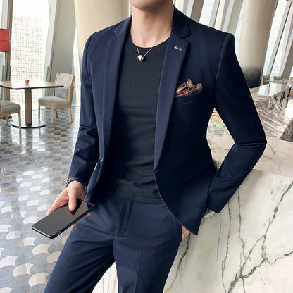 👔Herrenanzug im koreanischen Stil – Weiß, zweiteilig, Ein-Knopf, Business-Casual Bräutigam-Outfit