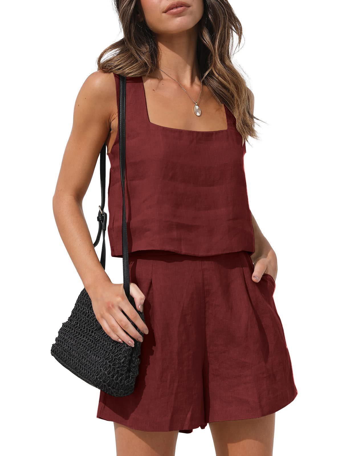 🌿Women's Sleeveless Linen Vest & Shorts Set 🎀