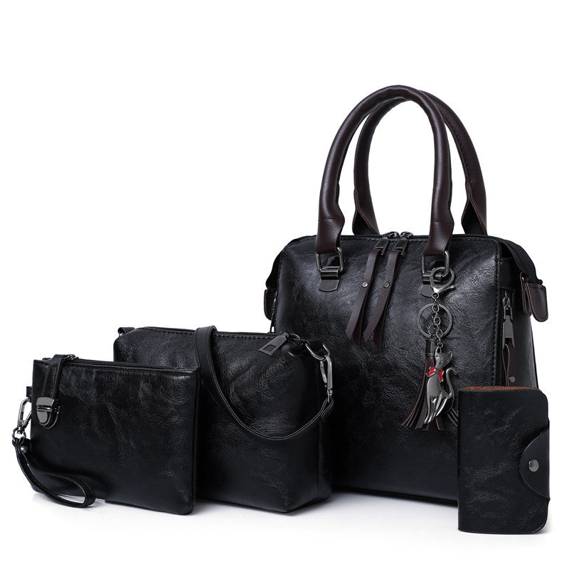 👜Women’s Handbag Set – 4‑Piece Oily Leather Shoulder Bags