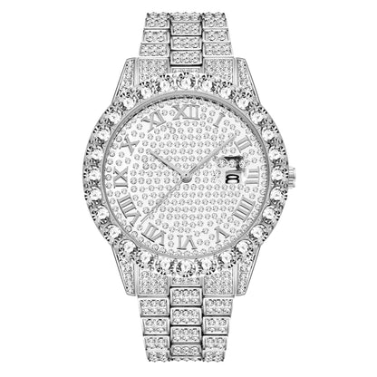 Ensemble montre et bracelet en diamant (2 pièces) – Style chaîne (sans boîte cadeau)